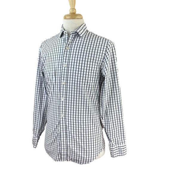 J Crew Men's Long Sleeve 100% Cotton‎ Black White Check Shirt Small - Picture 1 of 6